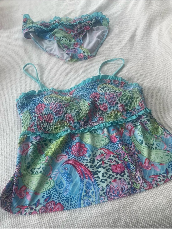 Other - Women’s Aqua Smocked Tankini Top and Bottom $25 XXL Fits like 16 - 18.